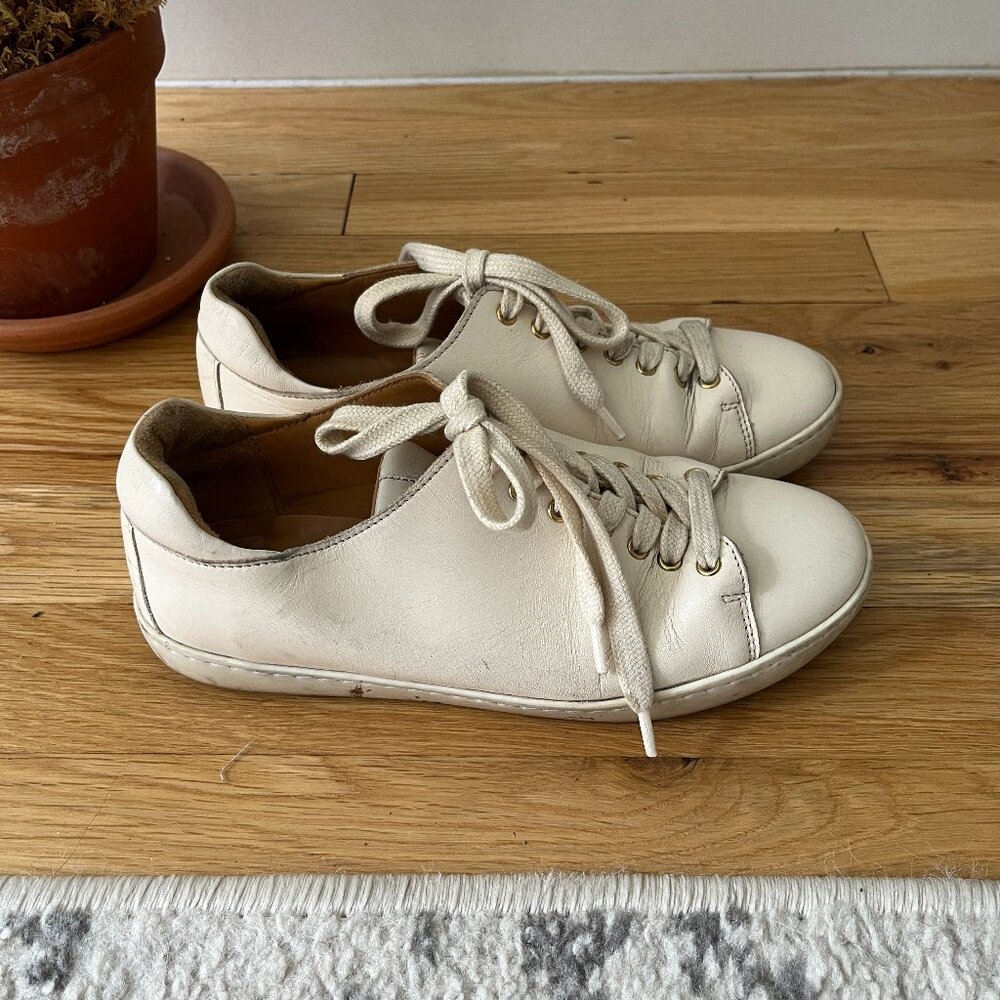 Sezane Ecru Jack Leather Sneakers